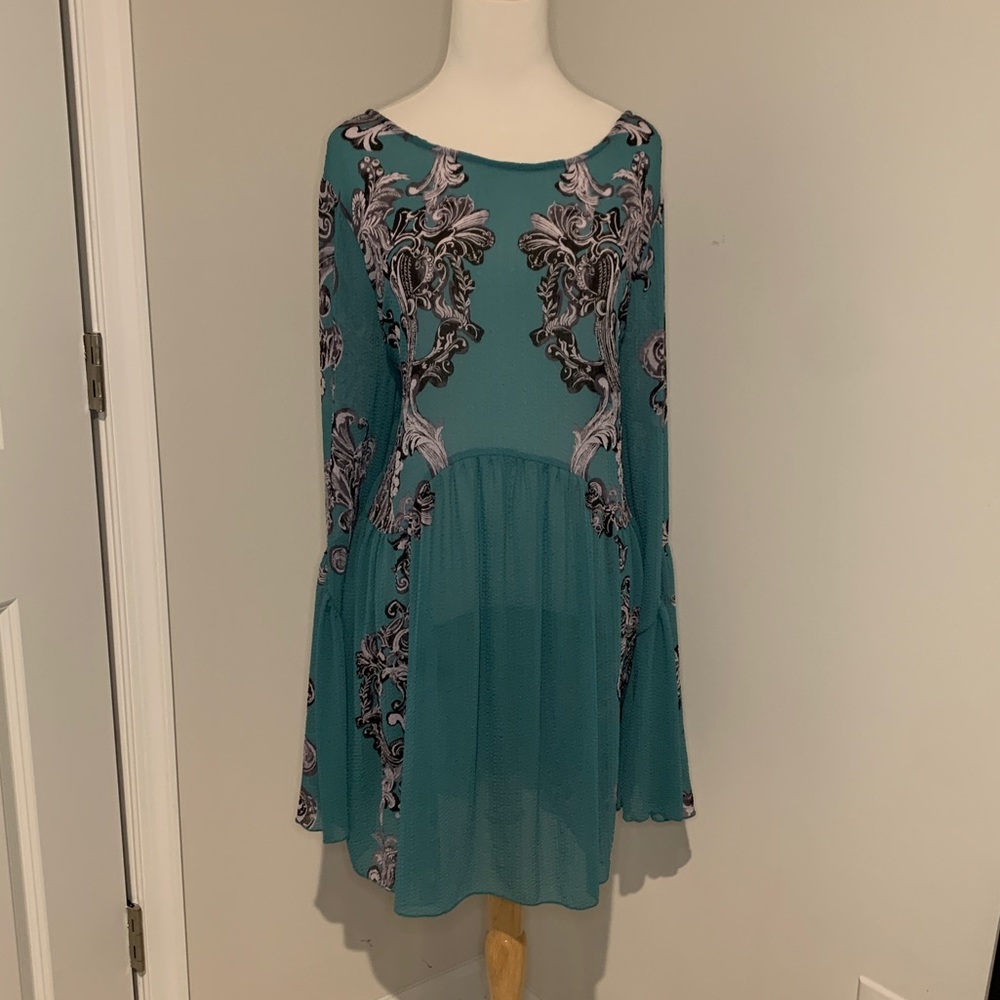 Free People Turquoise Bell Sleeve Dress